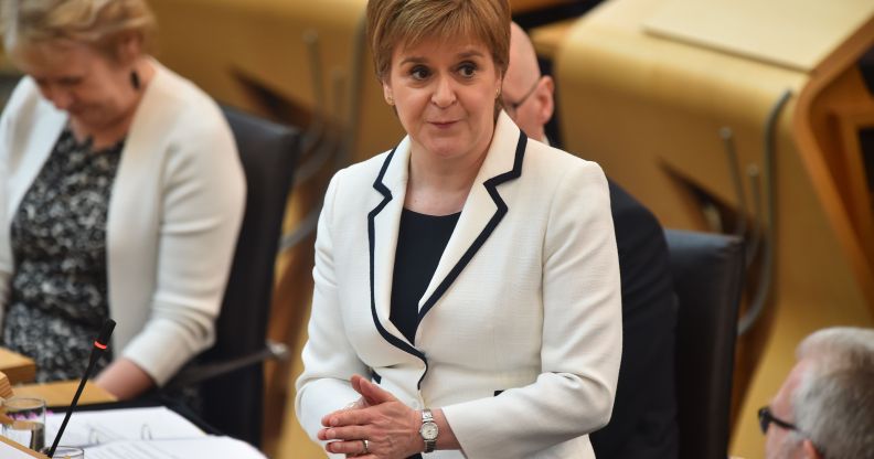 Scotland's First Minister Nicola Sturgeon makes a statement to the Scottish Parliament