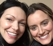 Orange is the New Black's Piper and Alex pose for a selfie.