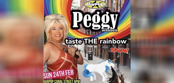 Manchester drag queen Peggy Wessex came under fire over the poster