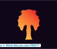 Personality test: picture test. Image of a tree, hands and a brain