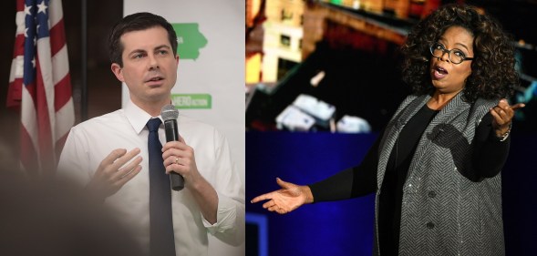 Presidential hopeful Pete Buttigieg and Oprah Winfrey