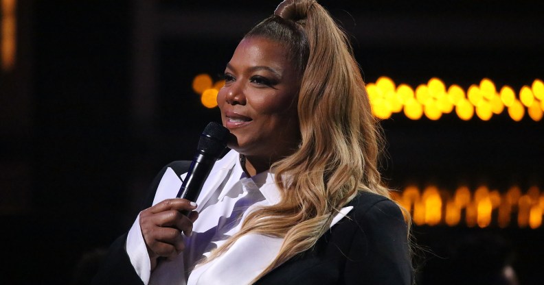 Queen Latifah onstage during the Black Girls Rock! 2018 show at New Jersey Performing Arts Center on August 26, 2018 in Newark, New Jersey.