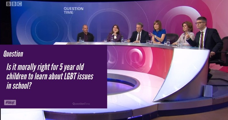 All of the Question Time panellists supported LGBT-inclusive education