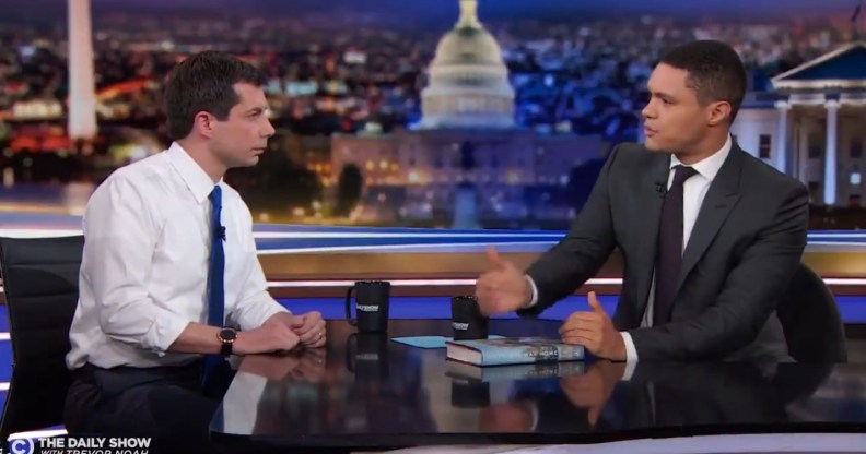 Pete Buttigieg and Trevor Noah.