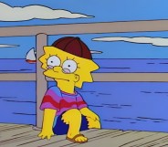 Lisa Simpson sits on a pier during 1996 episode of The Simpsons, Summer of 4 Ft. 2.