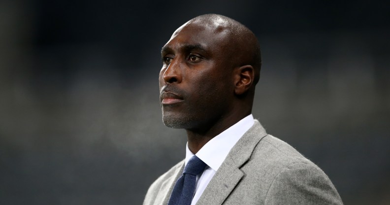 Sol Campbell, Manager of Macclesfield Town looks on prior to a match on December 4, 2018