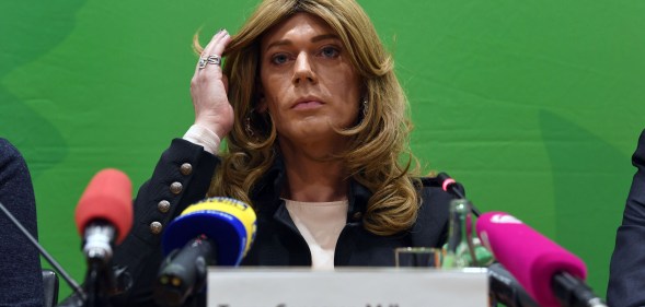 Transgender MP Tessa Ganserer, member of the Greens party and member of the Bavarian state parliament, gives a the press conference