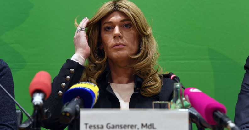 Transgender MP Tessa Ganserer, member of the Greens party and member of the Bavarian state parliament, gives a the press conference