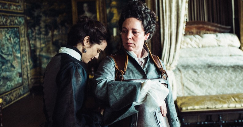 Olivia Colman and Rachel Weisz in The Favourite