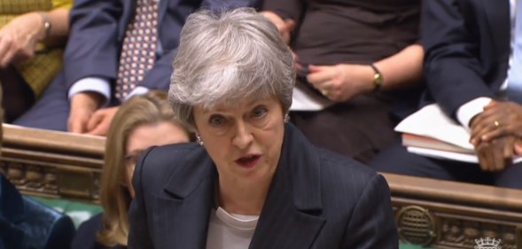 Prime Minister Theresa May speaks during PMQs