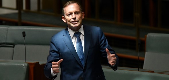 Tony Abbott speaks for amendments to the marriage equality bill at Parliament House on December 7, 2017 in Canberra, Australia.