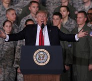 US Supreme Court ruling: U.S. President Donald Trump speaks to Air Force personnel during an event September 15, 2017 at Joint Base Andrews in Maryland.