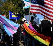 LGBT discrimination: Activists for the LGBTQ community rally during a protest of the Trump administration October 22, 2018 in Washington, DC.