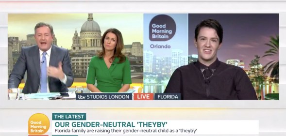 Non-binary parent Ari Dennis called Piers Morgan a childist while discussing their gender-open approach to parenting.