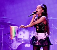 Ariana Grande performs onstage during the 2018 iHeartRadio by AT&T at Banc of California Stadium on June 2, 2018 in Los Angeles, California before performing at Manchester Pride.