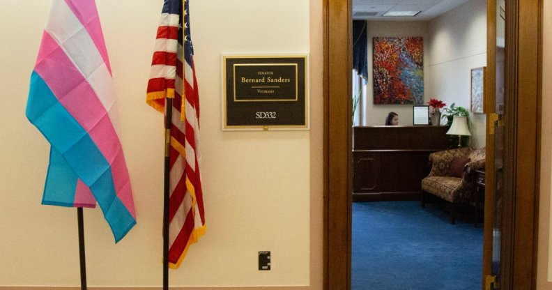 Bernie Sanders flies transgender flag outside office