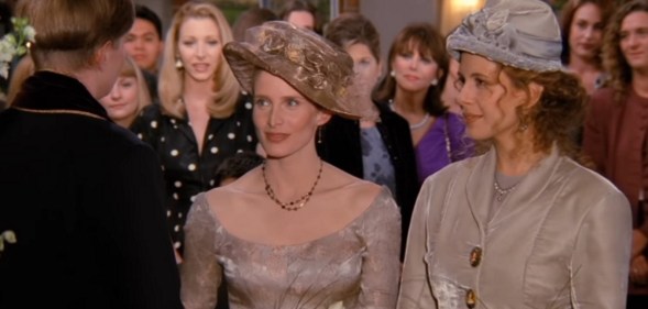A screenshot from the Friends episode "The One with the Lesbian Wedding"