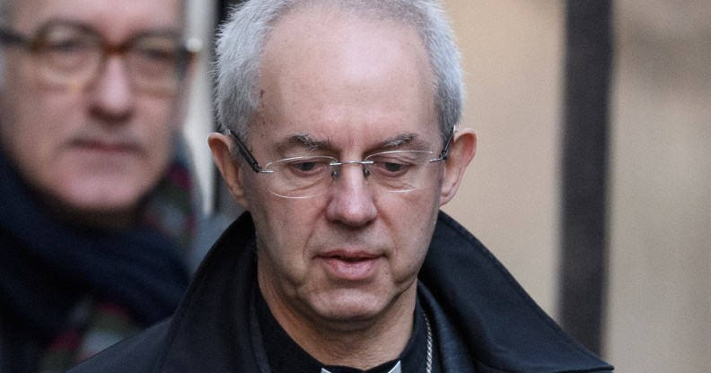 Archbishop of Canterbury Justin Welby, the most senior bishop in the Church of England, walks on Downing Street on December 20, 2018 in London, England