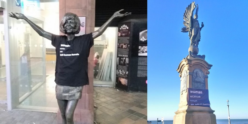 ReSisters United shared photos of dozens of defaced statues, including a memorial to Cilla Black