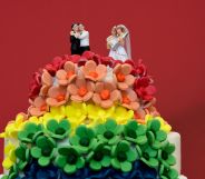 A gay wedding cake representing same-sex marriage