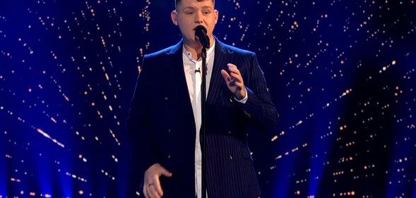 Britain's Eurovision Song Contest entrant Michael Rice sings "Bigger Than Us" on the BBC on February 8 2019
