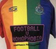 English football team Altrincham FC's Pride flag-inspired shirt