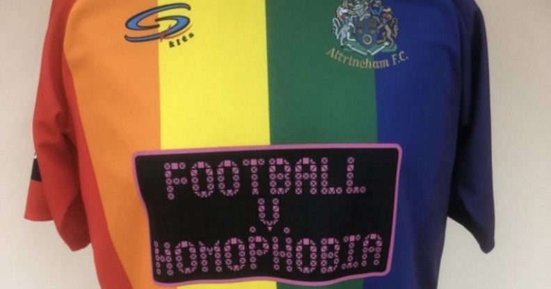 English football team Altrincham FC's Pride flag-inspired shirt
