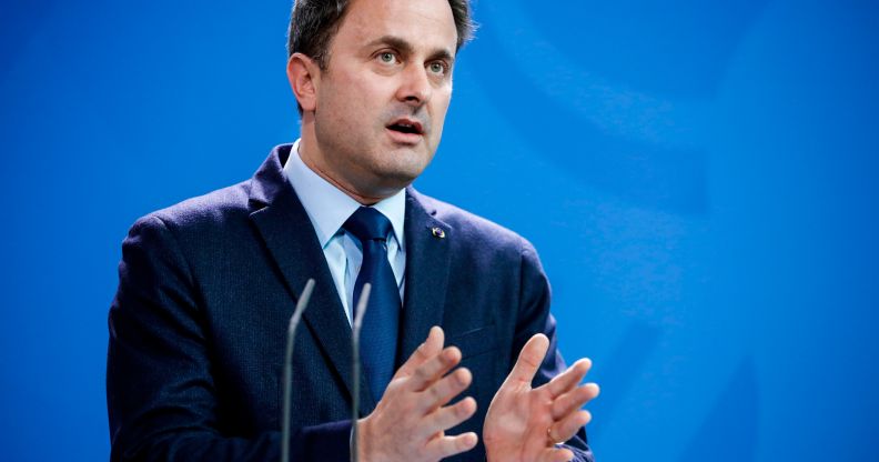 Luxembourg's gay Prime Minister Xavier Bettel attends a joint press conference with the German Chancellor at the chancellery in Berlin, on February 13, 2019.