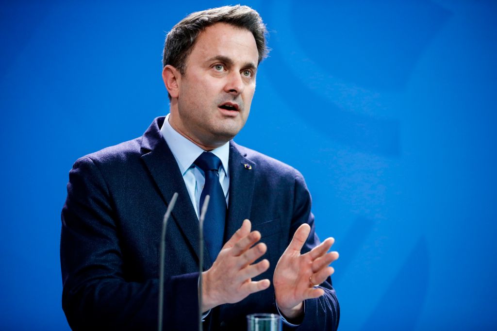Luxembourg's gay Prime Minister Xavier Bettel attends a joint press conference with the German Chancellor at the chancellery in Berlin, on February 13, 2019.