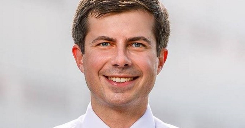 Pete Buttigieg poses for a photo which is on his Facebook page