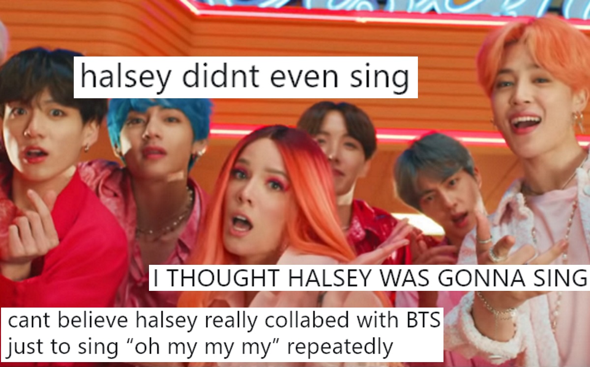The music video for "Boy With Luv," a song by BTS and Halsey.