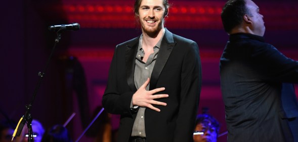 Musician Hozier performs onstage during the ONE Campaign and (RED)'s concert to mark World AIDS Day, celebrate the incredible progress that?s been made in the fights against extreme poverty and HIV/AIDS, and to honour the extraordinary leaders, dedicated activists, and passionate partners who have made that progress possible. At Carnegie Hall on December 1, 2015 in New York City.