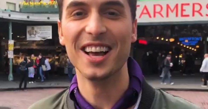 Actor and comedian Benito Skinner performs an impression of Queer Eye star Antoni Porowski.