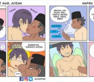 Comic drawings of gay Muslim characters posted on Instagram by user @Alpantuni