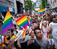 People in Japan attend the annual Tokyo Rainbow Parade in Tokyo, on May 6, 2018, to show support for lesbian, gay, bisexual and transgender people