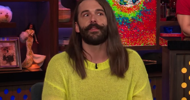 Queer Eye star Jonathan Van Ness appearing on Watch What Happens Live with Andy Cohen on March 24 2019.