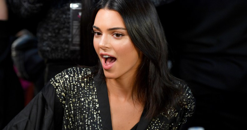 Kendall Jenner prepares backstage during 2018 Victoria's Secret Fashion Show in New York at Pier 94 on November 8 2018