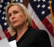 Sen. Kirsten Gillibrand (D-NY) listens during a news conference December 12, 2017 on Capitol Hill in Washington, DC.