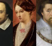 Portraits of historical LGBT+ figures William Shakespeare, Florence Nightingale and King James VI and I