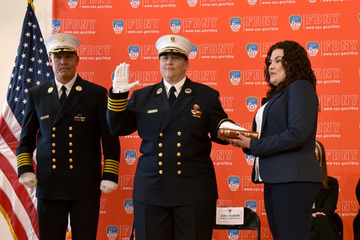 Lillian Bonsignore being sworn in as FDNY's EMS chief.