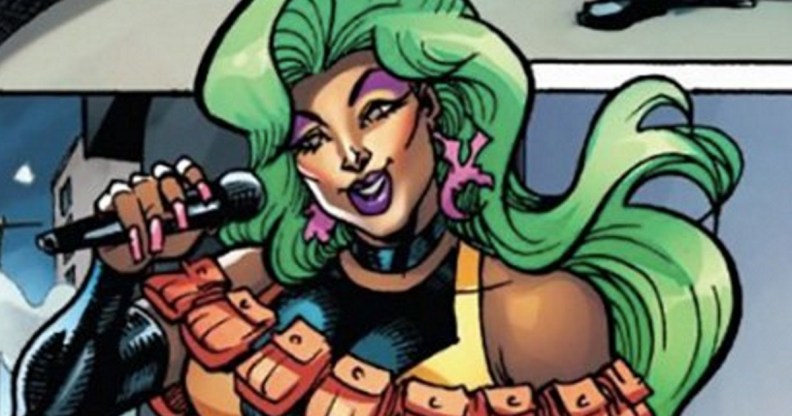 A panel from Iceman, a comic from Marvel Comics about a gay superhero