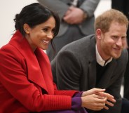 Meghan Markle and Prince Harry during their visit to the Hive, Wirral Youth Zone as part of a visit to Birkenhead on January 14, 2019, in Birkenhead, United Kingdom