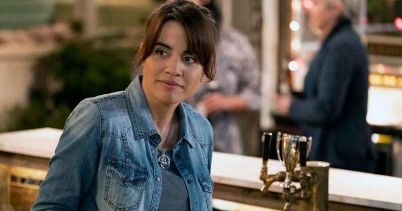 Natalie Morales as bisexual character Abby in NBC sitcom Abby's.