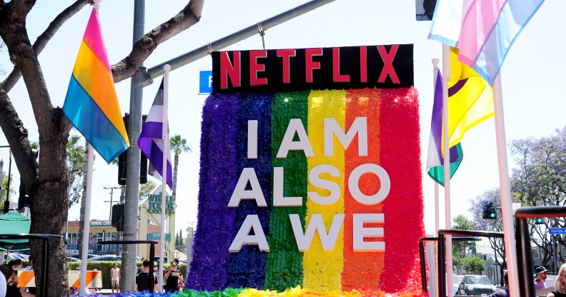 Netflix, which is making OBX, sent floats to the Los Angeles Pride Parade on June 10, 2018 in West Hollywood, California