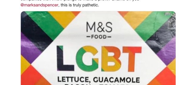 Piers Morgan expresses outrage at M&S LGBT Sandwich.