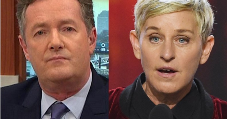 Piers Morgan criticised Ellen DeGeneres for calling on Kevin Hart to be allowed to host the Oscars
