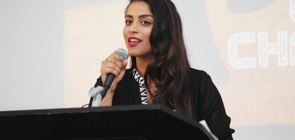 Lilly Singh speaks at Room To Read 2018 International Day Of The Girl Benefit at One Kearny Club on October 11, 2018 in San Francisco, California.