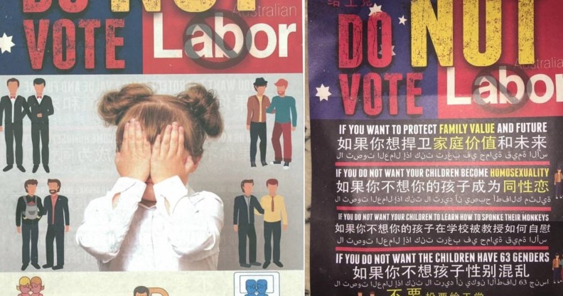 Homophobic flyers appear ahead of Sydney election.