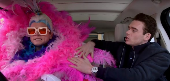 Rocketman co-stars Taron Egerton and Richard Madden sing Elton John on Carpool Karaoke.