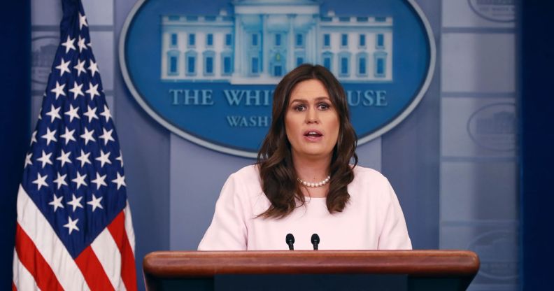 Sarah Sanders urged to resign over trans military ban 'misinformation'